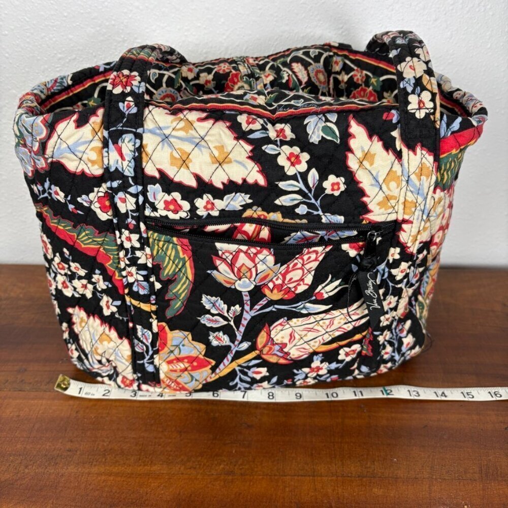 Vera Bradley Black Paisley Print Quilted Tote Bag with Toggle Closure - Picture 7 of 10